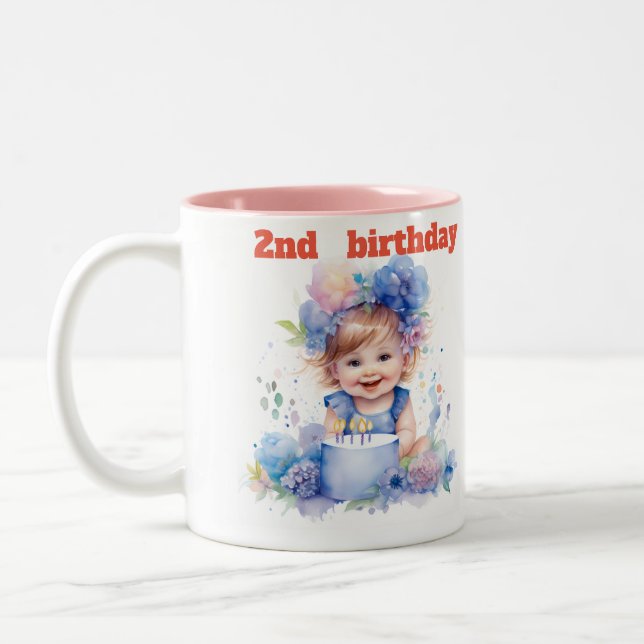Caneca De Café Em Dois Tons segundo aniversário adorável (Esquerda)