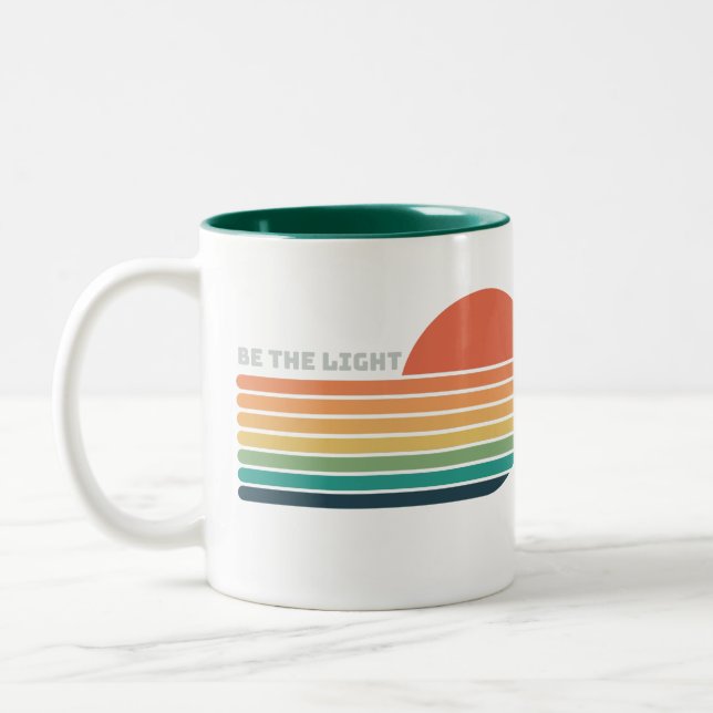 Caneca De Café Em Dois Tons Seja a Luz Deus, Retro Faith Mug, Christian (Esquerda)