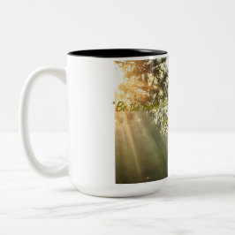 Caneca De Café Em Dois Tons "Seja a mudança: inspire a transformação"