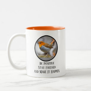 Caneca De Café Em Dois Tons Seja Focado De Maneira Positiva - Faça Acontecer