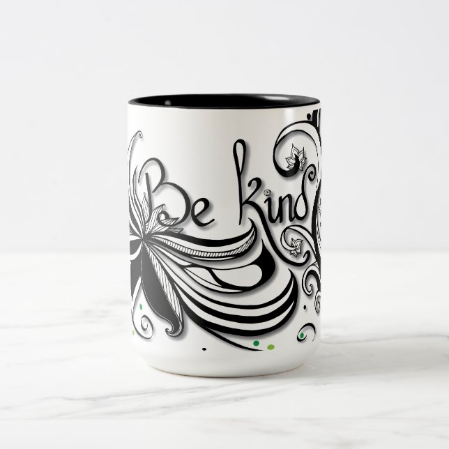 Caneca De Café Em Dois Tons SEJA GENTIL! Citação de caligrafia inspiradora (Centro)