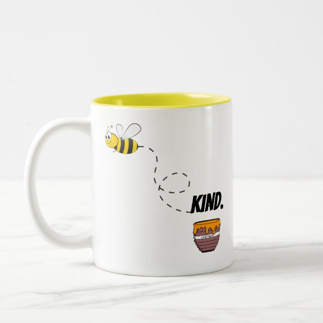 Caneca De Café Em Dois Tons Seja gentil | Texto Inspirador Bonito (Esquerda)
