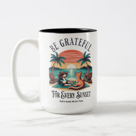 Caneca De Café Em Dois Tons Seja Grato por Cada Pôr do Sol