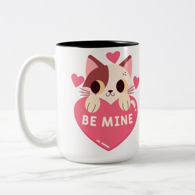 Caneca De Café Em Dois Tons Seja Minha Gatinha Fofa  (Esquerda)