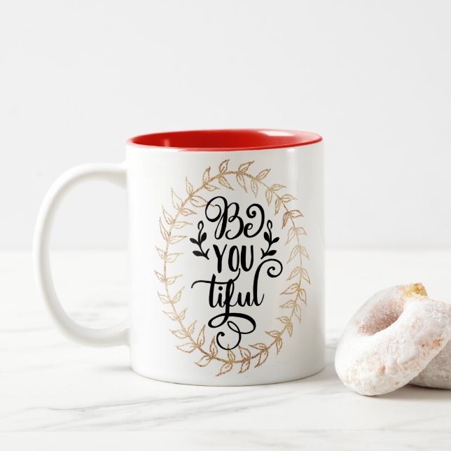 Caneca De Café Em Dois Tons Seja-VOCÊ Bela (Com Donut)