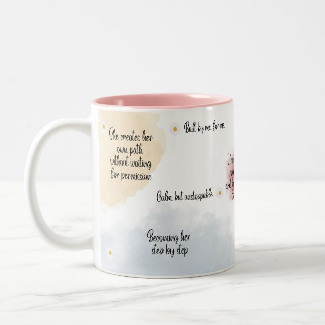Caneca De Café Em Dois Tons Self Love Inspirational Quote Mug, Soft Feminine  (Esquerda)