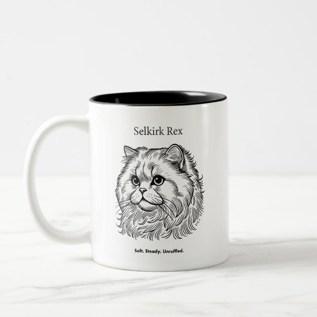 Caneca De Café Em Dois Tons Selkirk Rex Portrait (Esquerda)