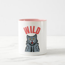 Caneca De Café Em Dois Tons Selvagem. Explore os muitos modos do gato