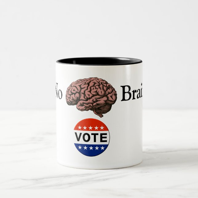 Caneca De Café Em Dois Tons Sem Brainha Votar Café Mug (Centro)