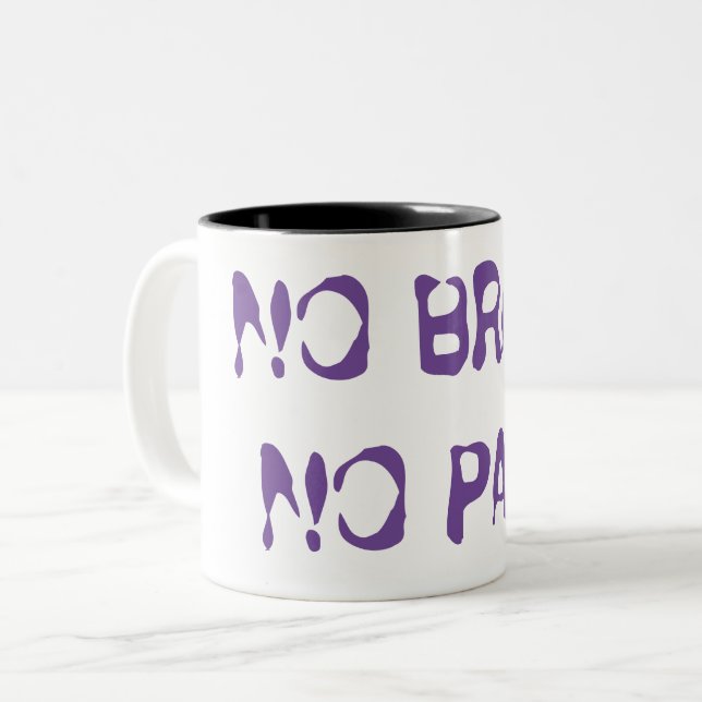 Caneca De Café Em Dois Tons sem cérebro, sem dor (Frente Esquerda)