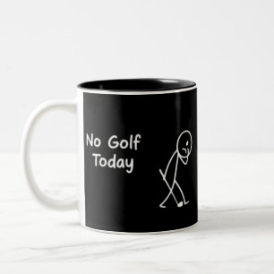 Caneca De Café Em Dois Tons Sem golfe hoje figura engraçada triste de golfe hu
