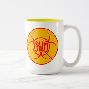Caneca De Café Em Dois Tons Sem OGM Café Mug Bioperigoso Advertência OGM Xí