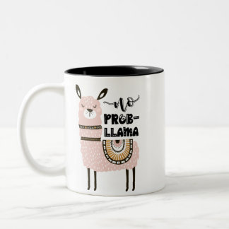 Caneca De Café Em Dois Tons Sem Prob-Llama Cute Engraçado