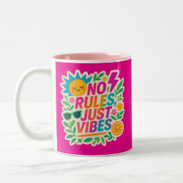 Caneca De Café Em Dois Tons Sem Regras Apenas Vibes - Gradiente Neon Kawaii-Pu
