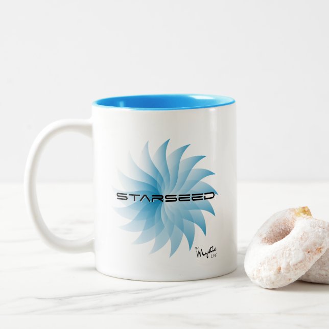 Caneca De Café Em Dois Tons Sementes de milho (Azul) (Com Donut)