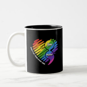 Caneca De Café Em Dois Tons Semikolon Prevenção de Suicídio LGBTQ Saúde Mental