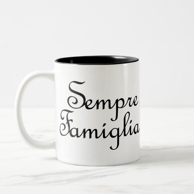 Caneca De Café Em Dois Tons Sempre Famiglia - Italiano - Família Sempre (Esquerda)
