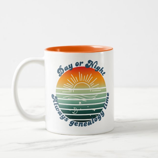 Caneca De Café Em Dois Tons Sempre Hora da Genealogia (Esquerda)