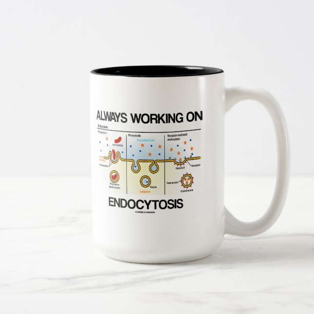 Caneca De Café Em Dois Tons Sempre trabalhando em Endocytosis (comer celular) (Direita)