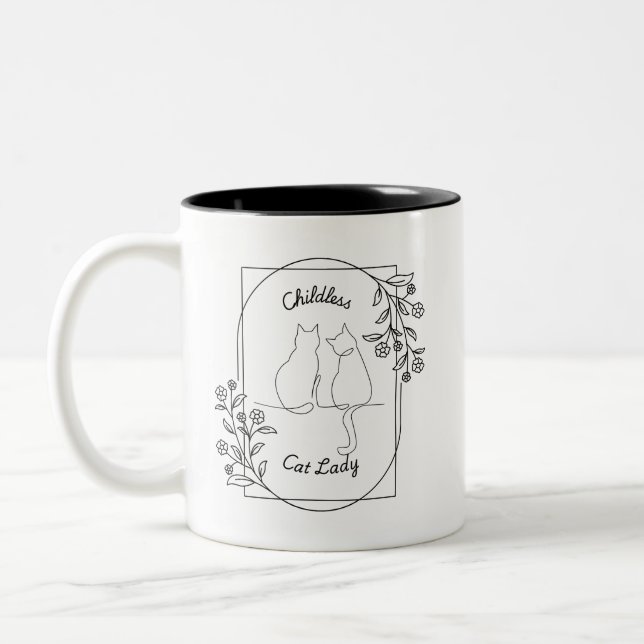 Caneca De Café Em Dois Tons Senhora de Gato Sem Fios (Esquerda)