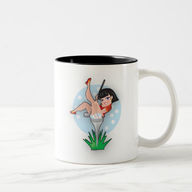 Caneca De Café Em Dois Tons Senhora em um T de golfe (Direita)