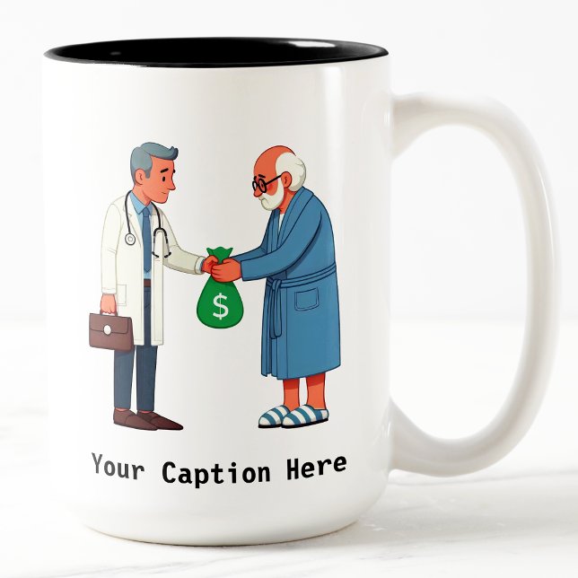 Caneca De Café Em Dois Tons Senior Citizen Paying Off Medical Debt (Criador carregado)