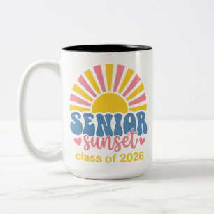 Caneca De Café Em Dois Tons Senior Sunset Retro Turma de Formatura 2026 Gráfic