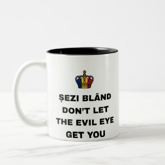 CANECA DE CAFÉ EM DOIS TONS SENTA-SE BEM, NÃO DEIXE O OLHO DO MAL TE PEGAR