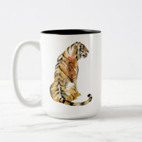Sentado de Tigre de Aquarela