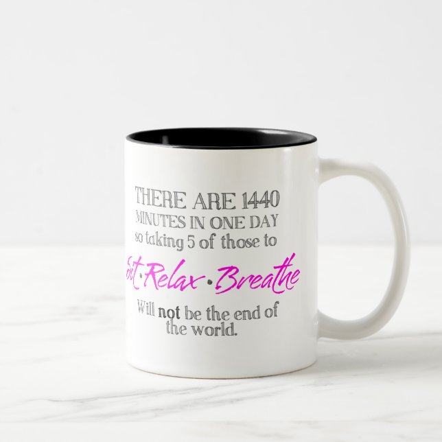 Caneca De Café Em Dois Tons Sentar-Relaxar-Respire (Direita)