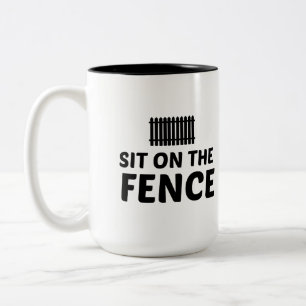Caneca De Café Em Dois Tons Sente-se na cerca
