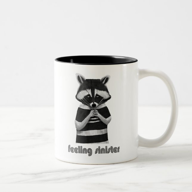 Caneca De Café Em Dois Tons Sentir-se Sapado Engraçado Raccoon (Direita)