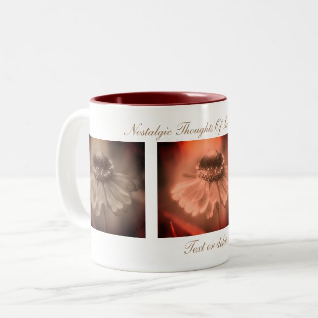 Caneca De Café Em Dois Tons Sepia Zinnia Flor Tempos Mais Simples Inspiração (Frente Esquerda)