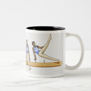 Caneca De Café Em Dois Tons Seqüência das ilustrações que mostram o gymnas