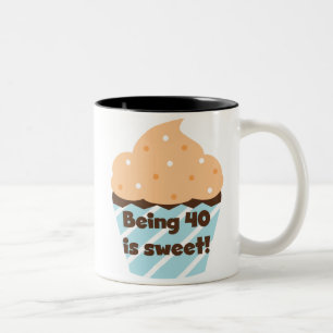 Caneca De Café Em Dois Tons Ser 40 é t-shirt e presentes doces do aniversári