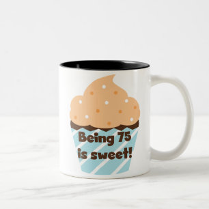 Caneca De Café Em Dois Tons Ser 75 é t-shirt e presentes doces do aniversári