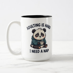 Caneca De Café Em Dois Tons Ser Adulto é Difícil Preciso de um Cochilo Panda C