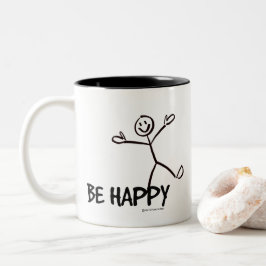 CANECA DE CAFÉ EM DOIS TONS SER FELIZ MUG
