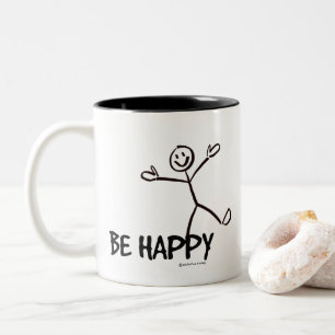 CANECA DE CAFÉ EM DOIS TONS SER FELIZ MUG
