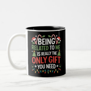 Caneca De Café Em Dois Tons Ser Parente Meu Natal Divertido Família Xmas