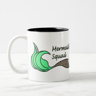 Caneca De Café Em Dois Tons Sereia Laranja e Verde.