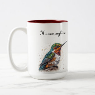 Caneca De Café Em Dois Tons Serenata de Beija-flor Joalheiro, personalizado
