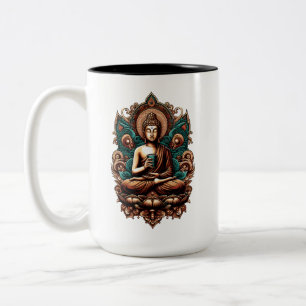 Caneca De Café Em Dois Tons Serene Buddha, Café e Estátua de Escultura Zen