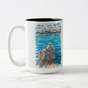 Caneca De Café Em Dois Tons Serene Waterscape em San Juan de Ulua, Veracruz