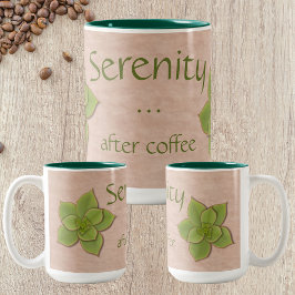 Caneca De Café Em Dois Tons Serenidade Após Café Echeveria Suculente