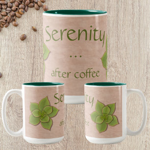 Caneca De Café Em Dois Tons Serenidade Após Café Echeveria Suculente