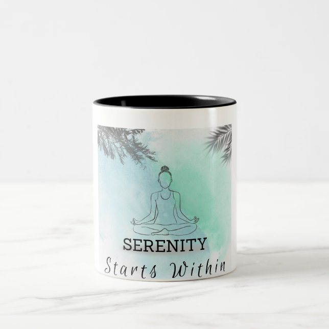 Caneca De Café Em Dois Tons Serenidade começa dentro: Uma mensagem de paz inte (Centro)