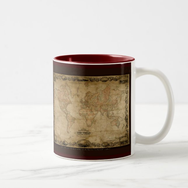 Caneca De Café Em Dois Tons Série Antiguamente de Mug de Mapa Mundial (Direita)