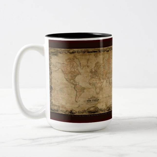 Caneca De Café Em Dois Tons Série Antiguamente de Mug de Mapa Mundial (Esquerda)