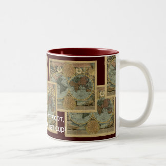 Caneca De Café Em Dois Tons Série de Mapa Antiquado